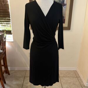 NWT Tommy Bahama Faux Wrap Black Ruched Front Dress Size Small